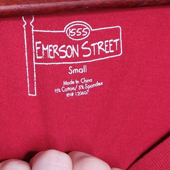 Emerson Street OU Rhinestone Crimson Red long sleeve womens size Small - Picture 4 of 8